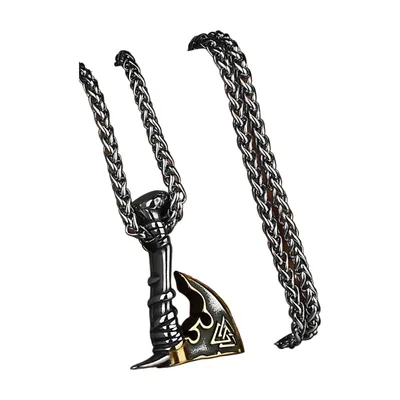 Colgante de Hacha Vikinga con Símbolo Valknut, Acero Inoxidable