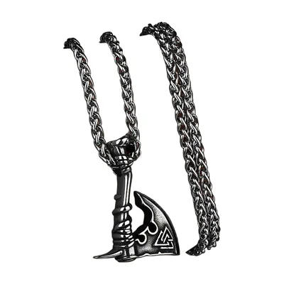 Colgante de Hacha Vikinga con Símbolo Valknut, Acero Inoxidable