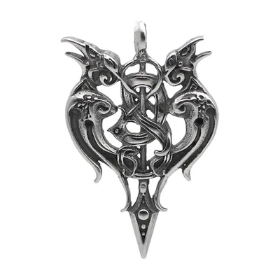 Odin Raben und Schwert Anhänger mit Kette, Edelstahl
