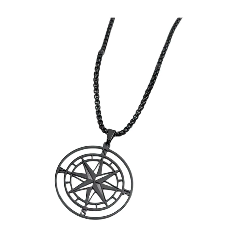 Vegvisir Compass Pendant with North Star, Stainless Steel