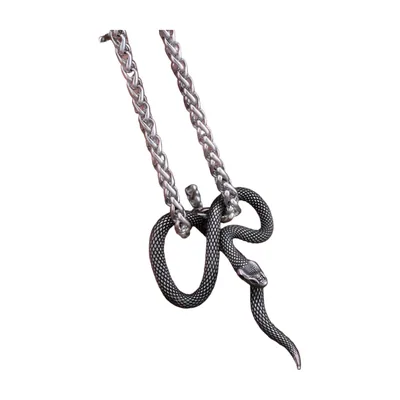Schlangen-Anhänger mit Kordelkette, 316L Edelstahl