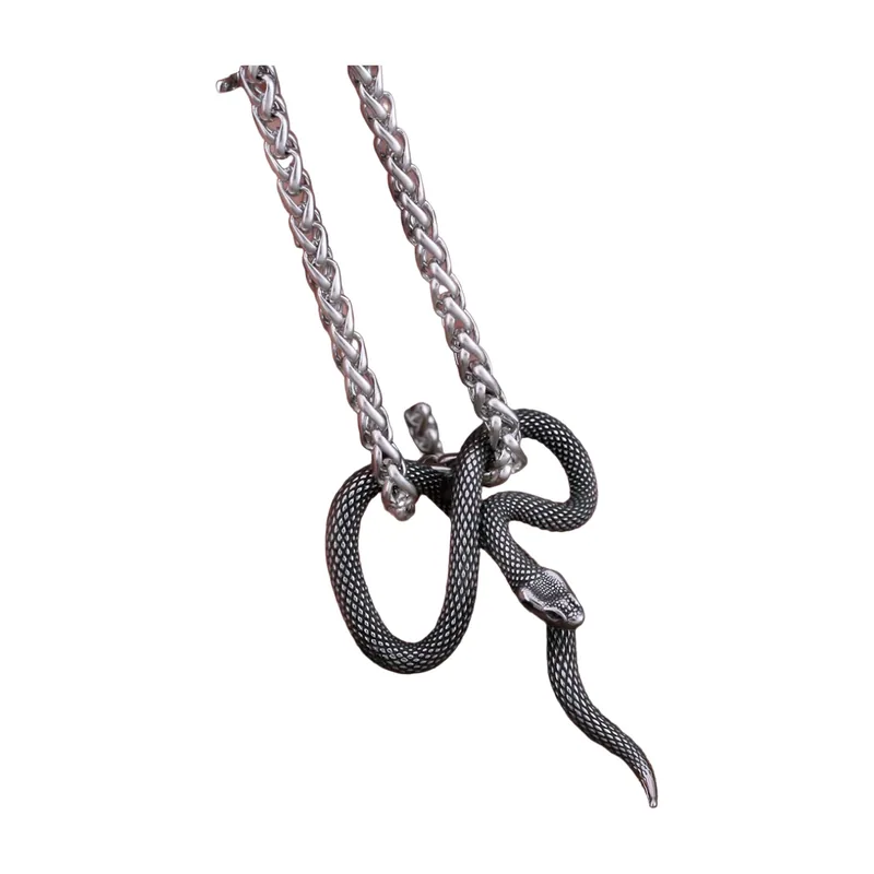 Colgante de Serpiente con Cadena Trenzada, Acero Inoxidable 316L