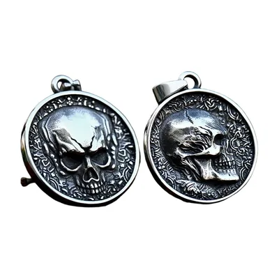Collana Medaglione con Teschio, Acciaio Inossidabile 316L