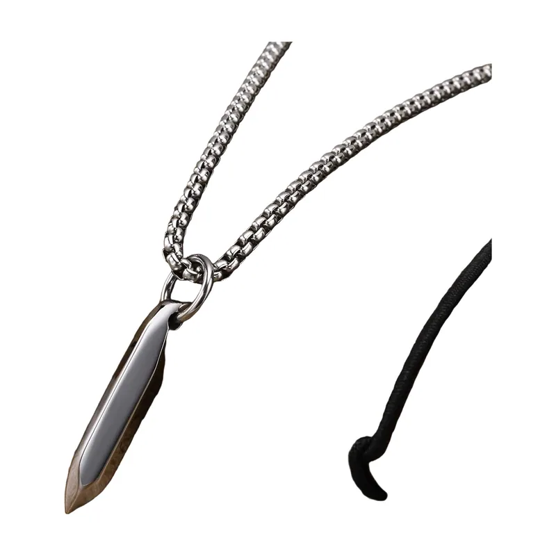 Geometrischer Nagel-Anhänger mit Boxkette, Edelstahl