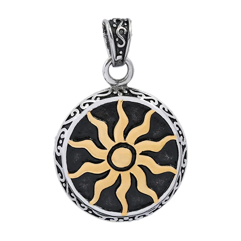 Apollo Sonnen-Medaillon mit Kette, Edelstahl