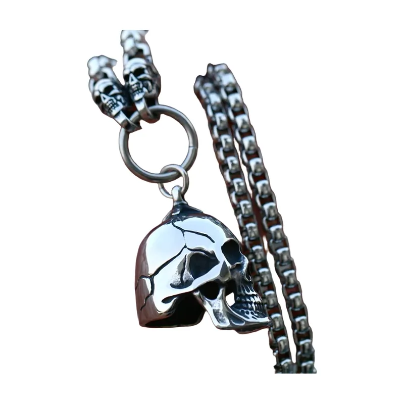 Colgante de Cráneo de Oveja con Cadena, Acero Inoxidable