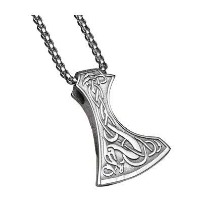 Collier Pendentif Hache Viking et Chaîne, Acier Inoxydable 316L