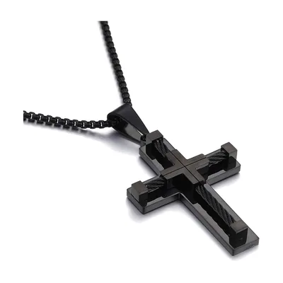 Kreuzanhänger mit gedrehter Kette, Edelstahl
