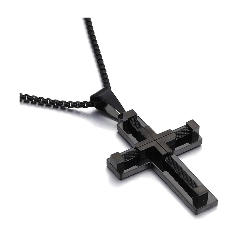 Kreuzanhänger mit gedrehter Kette, Edelstahl
