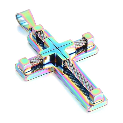Kreuzanhänger mit gedrehter Kette, Edelstahl