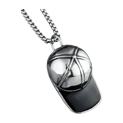 Pendentif Casquette de Baseball avec Chaîne, Acier Inoxydable