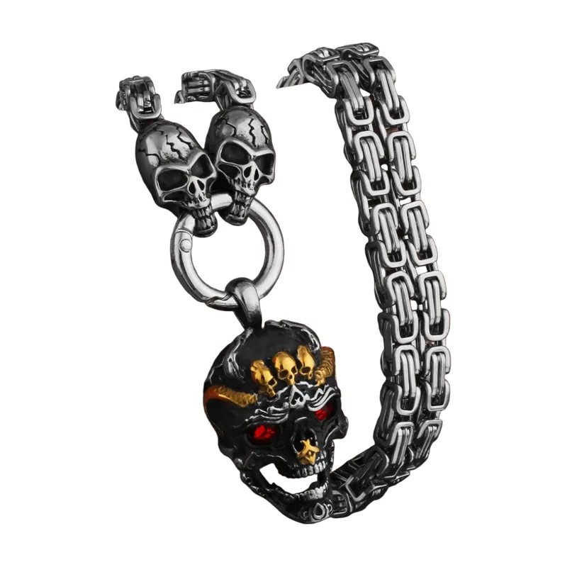 Colgante de Calavera con Circonitas Rojas, Acero Inoxidable