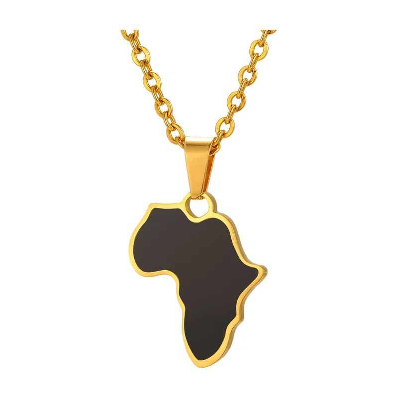 Afrika Karte Anhänger mit Kette, 316L Edelstahl