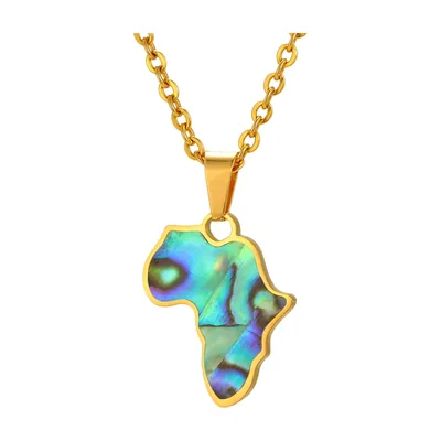 Colgante Mapa de África con Abalone, Acero Inoxidable