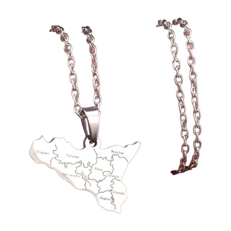Africa Map Pendant Necklace, 316L Stainless Steel