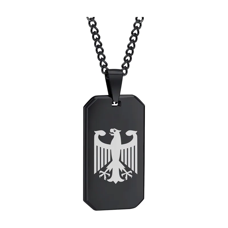 Adler Dog Tag Anhänger mit Panzerkette, Edelstahl