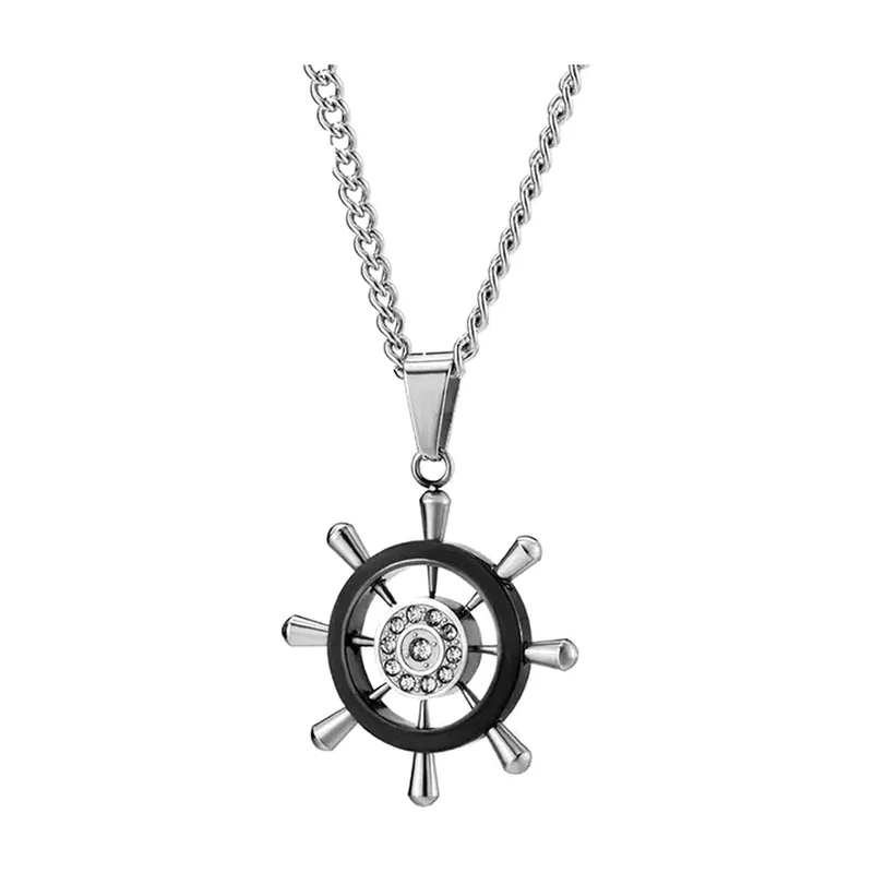 Pendente Timone con Zirconia, Acciaio Inossidabile