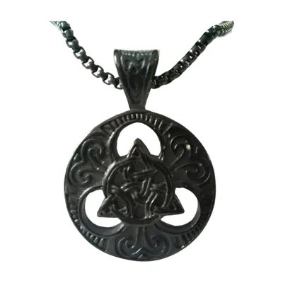 Celtic Triquetra Knot Pendant with Curb Chain, Stainless Steel