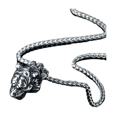 Tigerkopf Anhänger mit Kette, 316L Edelstahl