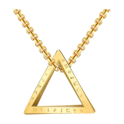 Valknut Dreieck-Anhänger mit Runenkette, Edelstahl