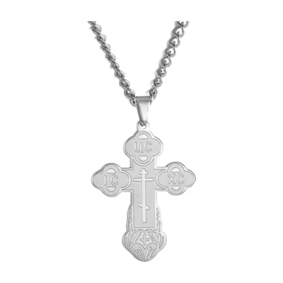 Orthodoxes Kreuz Anhänger mit Tauekette, Edelstahl