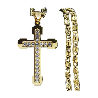 Collier Pendentif Croix avec Zirconia, Acier Inoxydable 316L