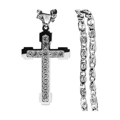 Collier Pendentif Croix avec Zirconia, Acier Inoxydable 316L