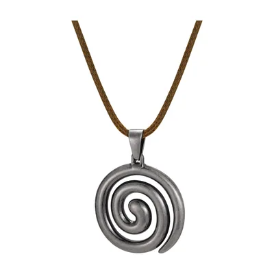 Colgante de Espiral Geométrica con Cordón Encerado, Acero Inoxidable