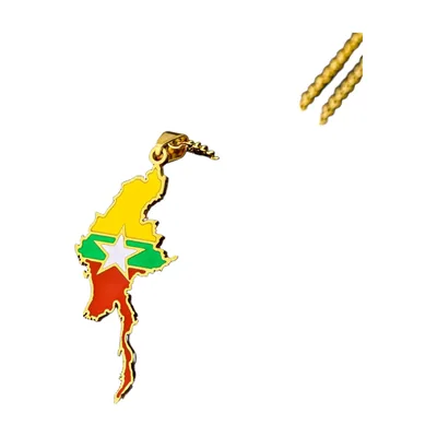 Colgante Mapa de Myanmar con Cadena, Acero Inoxidable
