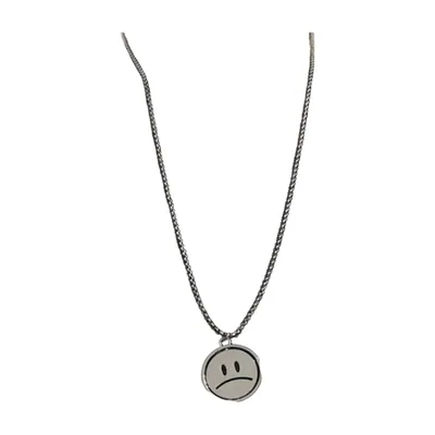 Pendente Smiley Rotante con Catena a Corda, Acciaio Inossidabile
