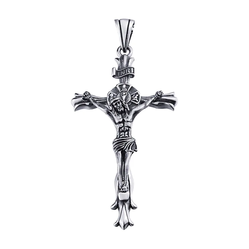 Collier Pendentif Crucifix, Acier Inoxydable 316L