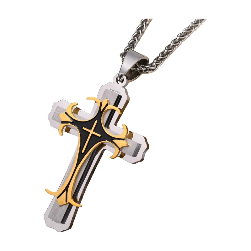 Kreuz-Anhänger mit Byzantinischer Kette, Edelstahl