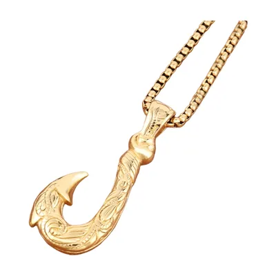 Pendentif Crochet de Maui avec Chaîne Maille Forçat, Acier Inoxydable