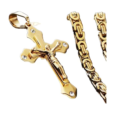Collana Crocifisso con Zirconia, Acciaio Inossidabile
