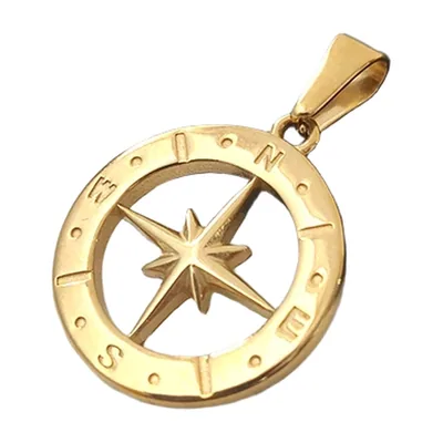 Colgante de Brújula con Estrella Polar, Acero Inoxidable