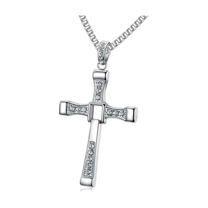 Collier Pendentif Croix avec Zirconia, Acier Inoxydable