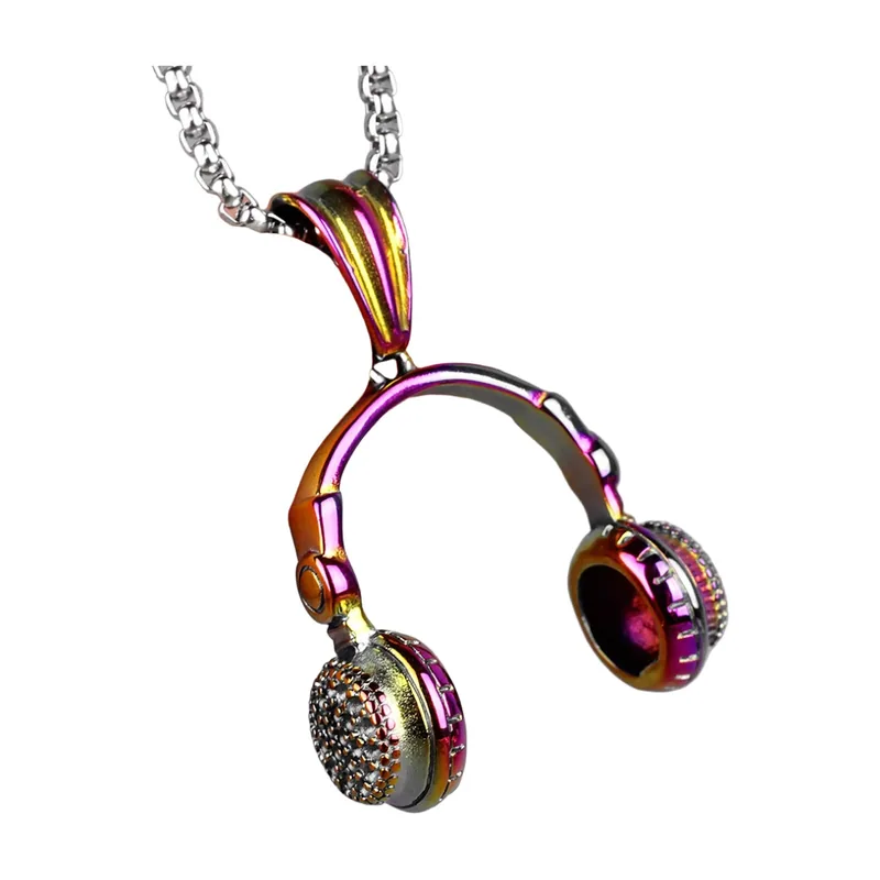 Collier Pendentif Casque avec Zirconium, Acier Inoxydable