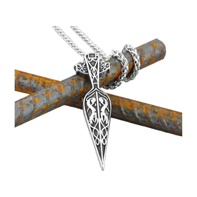Colgante de Espada Vikinga con Cadena de Cuerda, Acero Inoxidable 316L