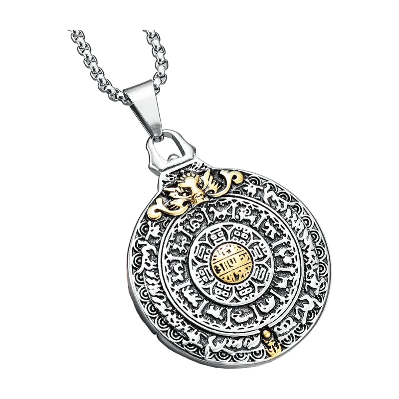 Rune of Rebirth Pendant with Gold Accents, Stainless Steel