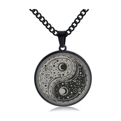 Yin Yang Anhänger mit Sonne und Mond, Edelstahl