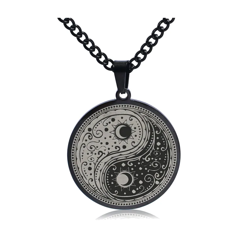 Pendente Yin Yang con Sole e Luna, Acciaio Inossidabile