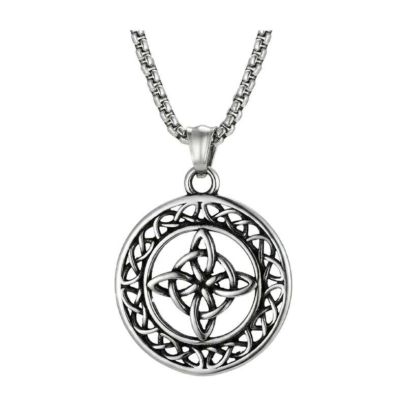 Collier Pendentif Nœud Celtique avec Médaillon, Acier Inoxydable