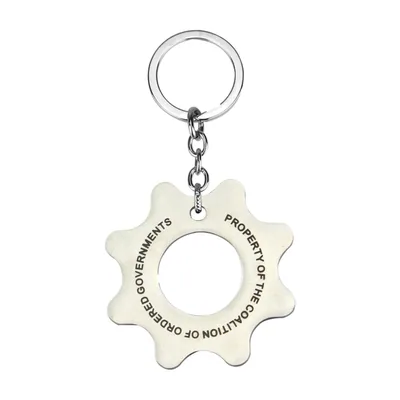 Gear Pendant Necklace with Engraved Text, Stainless Steel