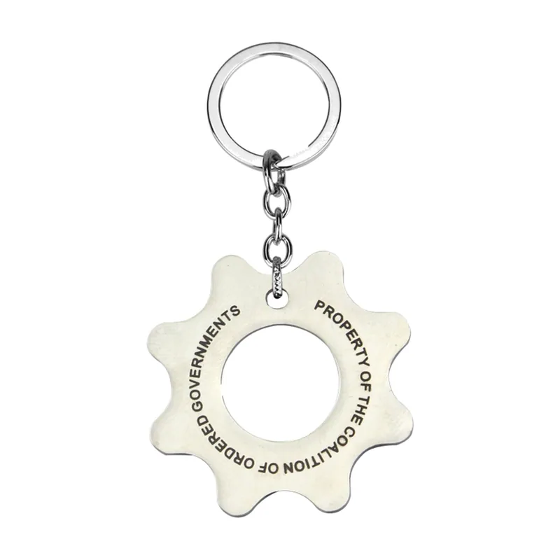 Collana con Pendente a Ingranaggio e Incisione, Acciaio Inox