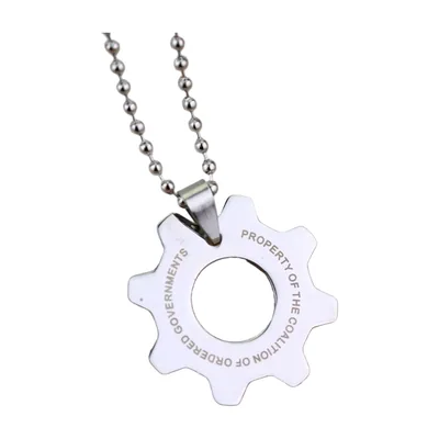 Collier Pendentif Engrenage avec Chaîne à Billes, Acier Inoxydable