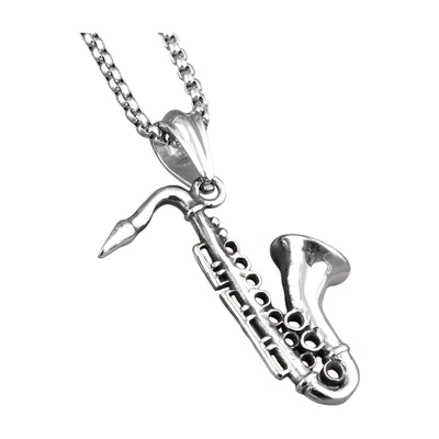 Collana con Pendente a Sassofono, Acciaio Inox 316L