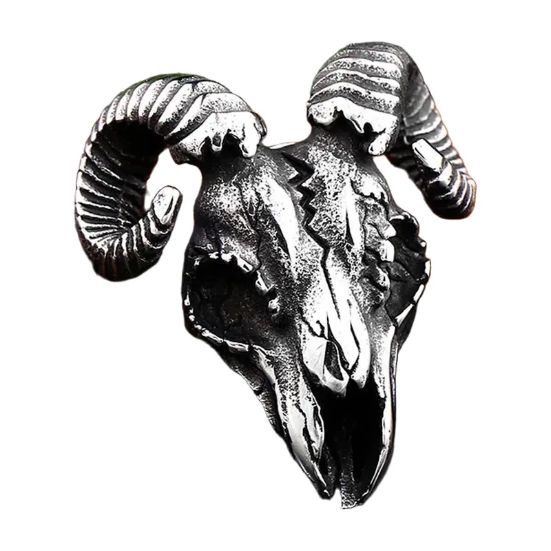 Ram Skull Pendant with Matching Chain, Stainless Steel