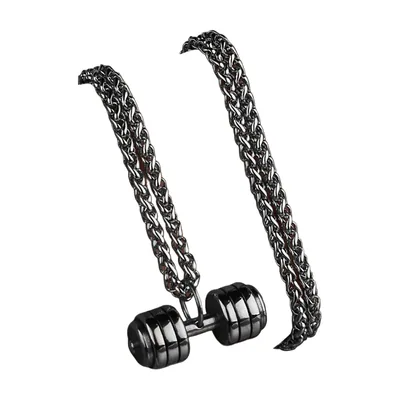 Colgante de Mancuerna con Cadena, Acero Inoxidable