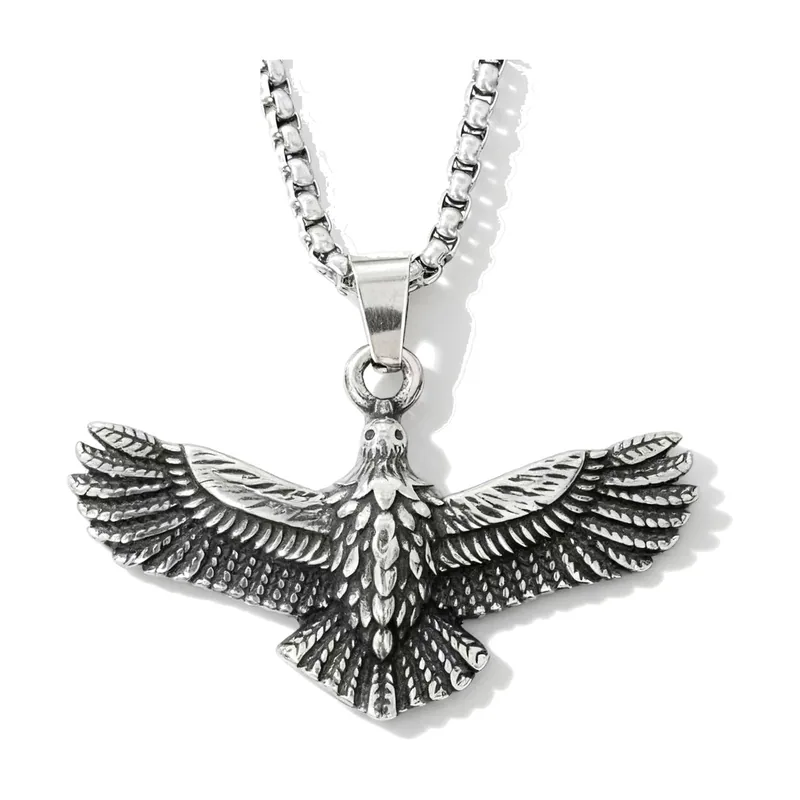 Adler Anhänger mit Panjerkette, Edelstahl