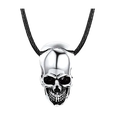Skull Pendant Necklace with Curb Chain, Stainless Steel